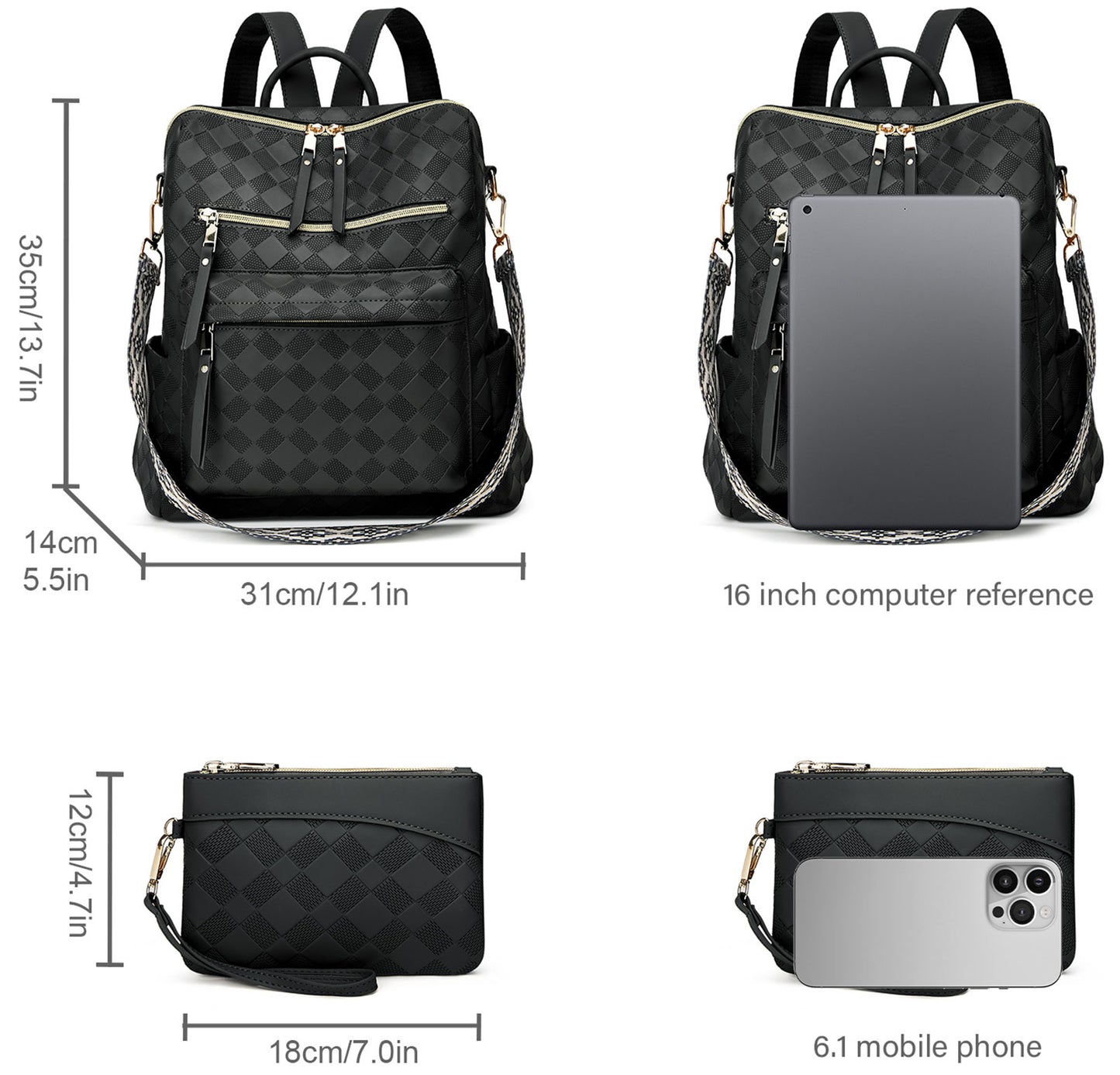 Makes Backpack Purse for Women PU Leather Travel Satchel Handbag Convertible Design Bag with Purse 2 Piece