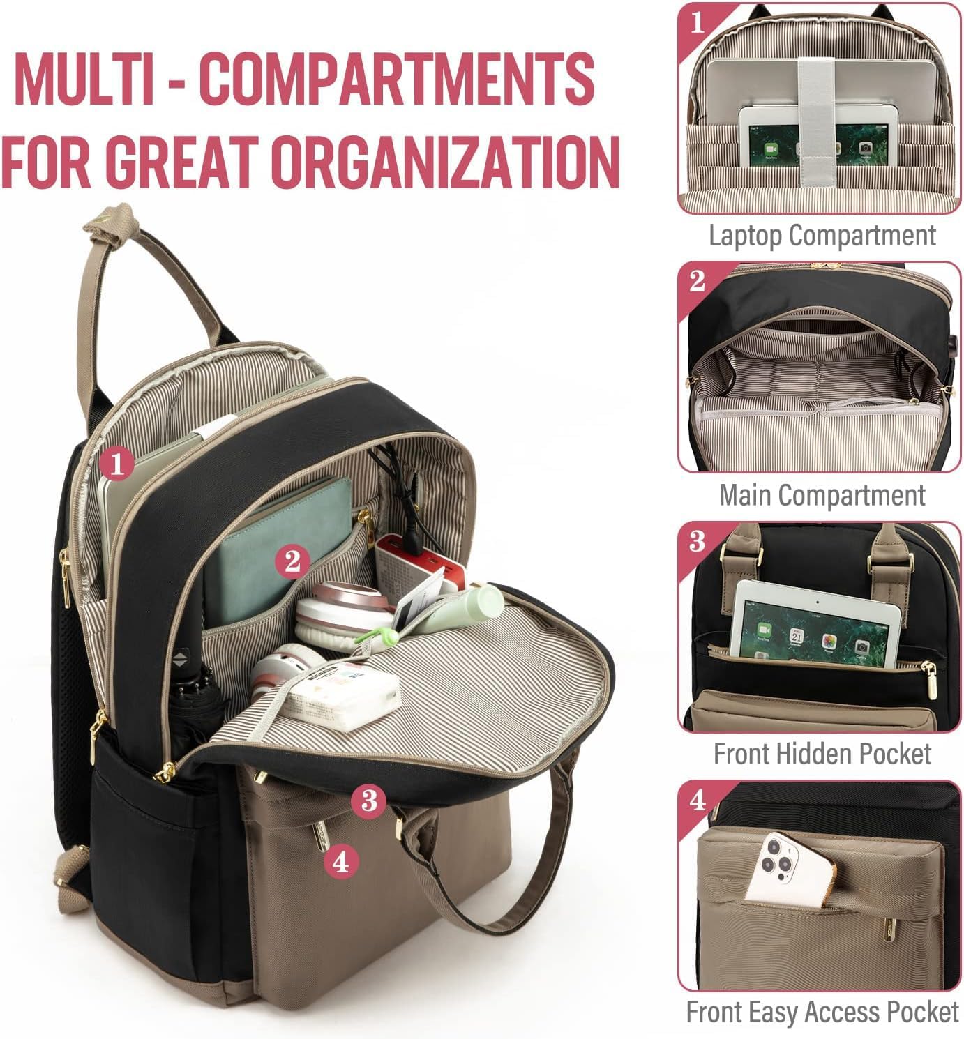 Large Travel Backpack For Women Men,Carry On Backpack,Hiking Backpack Waterproof Outdoor Sports Rucksack Casual Daypack Travel Essentials