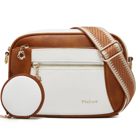 Crossbody Purse for Women Small Crossbody Bags Trendy Vegan Leather with Adjustable Shoulder Straps 2 Piece Gift for Mother Wife Mom