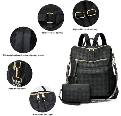 Makes Backpack Purse for Women PU Leather Travel Satchel Handbag Convertible Design Bag with Purse 2 Piece