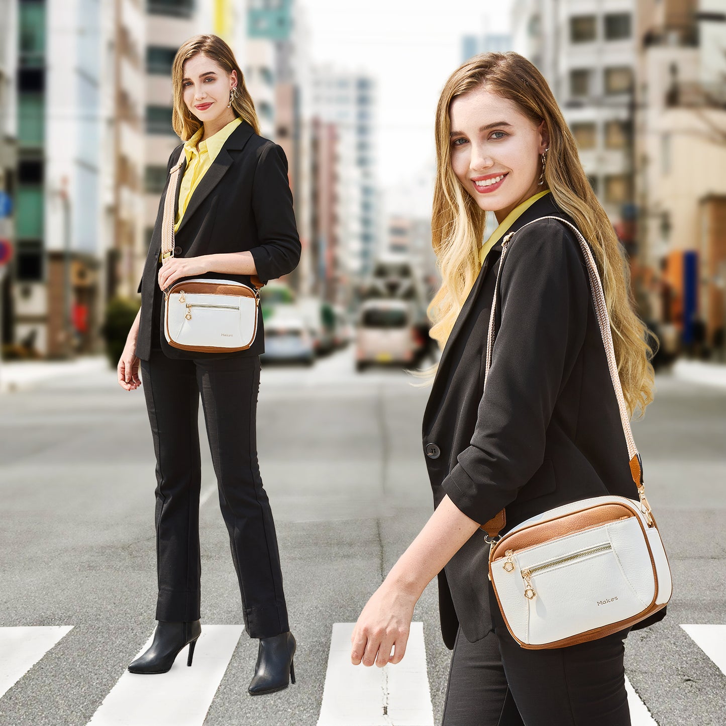 Crossbody Purse for Women Small Crossbody Bags Trendy Vegan Leather with Adjustable Shoulder Straps 2 Piece Gift for Mother Wife Mom