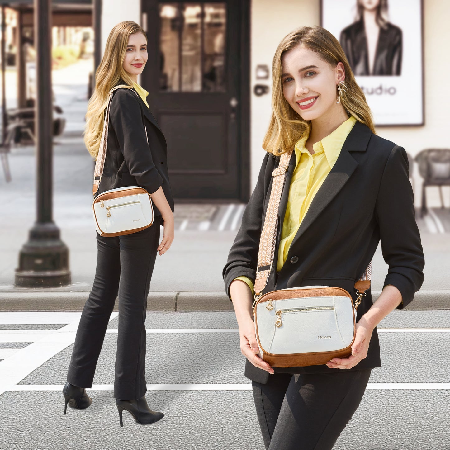 Crossbody Purse for Women Small Crossbody Bags Trendy Vegan Leather with Adjustable Shoulder Straps 2 Piece Gift for Mother Wife Mom