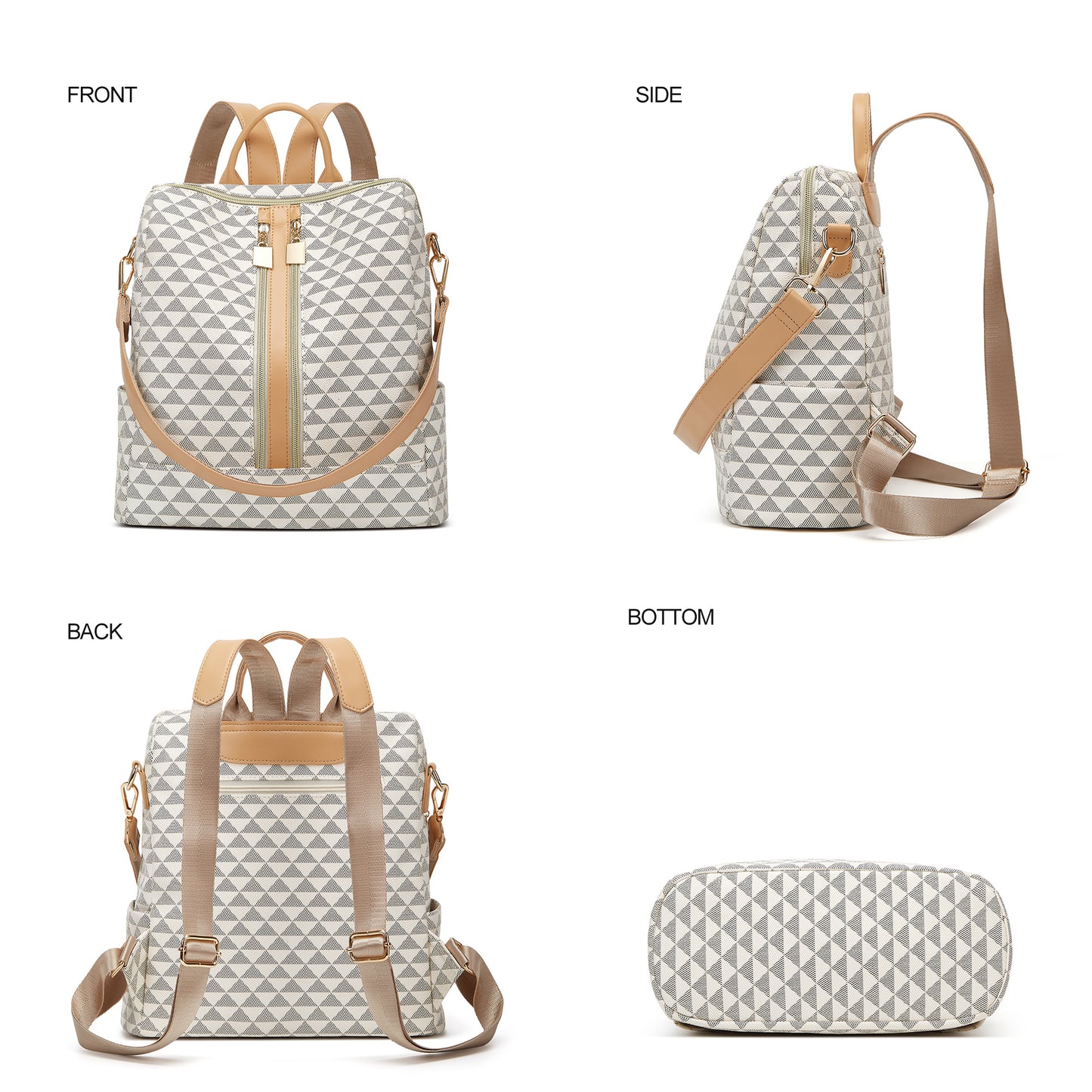 Makes Backpack Purse for Women PU Leather Travel Satchel Handbag Convertible Design Bag with Purse 2 Piece