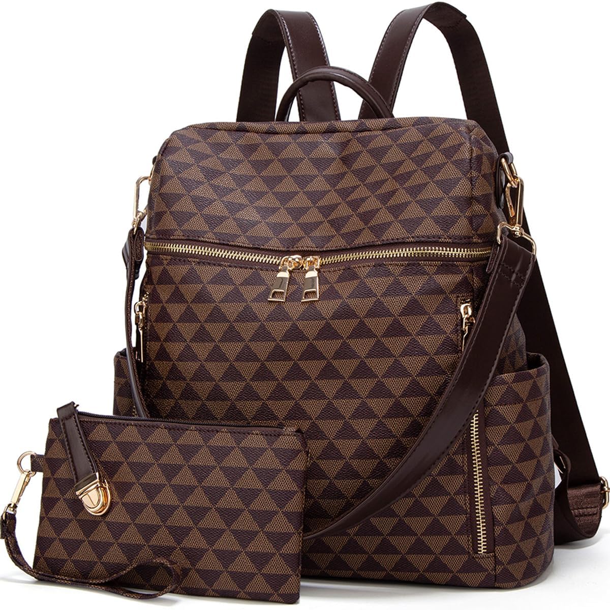 Makes Backpack Purse for Women PU Leather Travel Satchel Handbag Convertible Design Bag with Purse 2 Piece