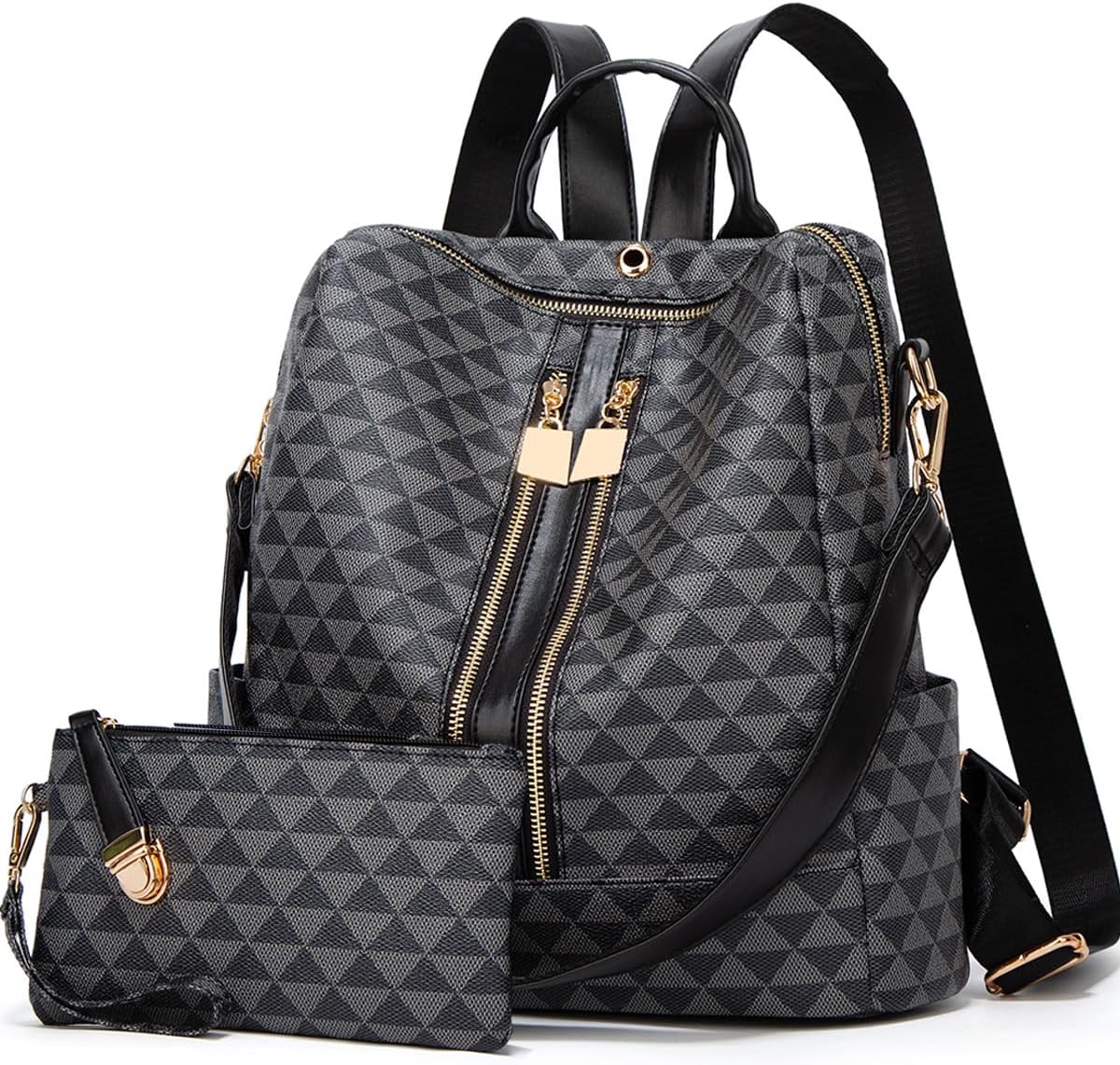 Makes Backpack Purse for Women PU Leather Travel Satchel Handbag Convertible Design Bag with Purse 2 Piece