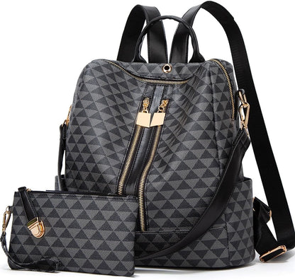 Makes Backpack Purse for Women PU Leather Travel Satchel Handbag Convertible Design Bag with Purse 2 Piece