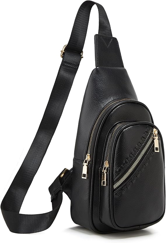 Makes Small Sling Bag for Women, Vegan Leather Fanny Pack Crossbody Bags for Women, Chest Bag With Wide Strap