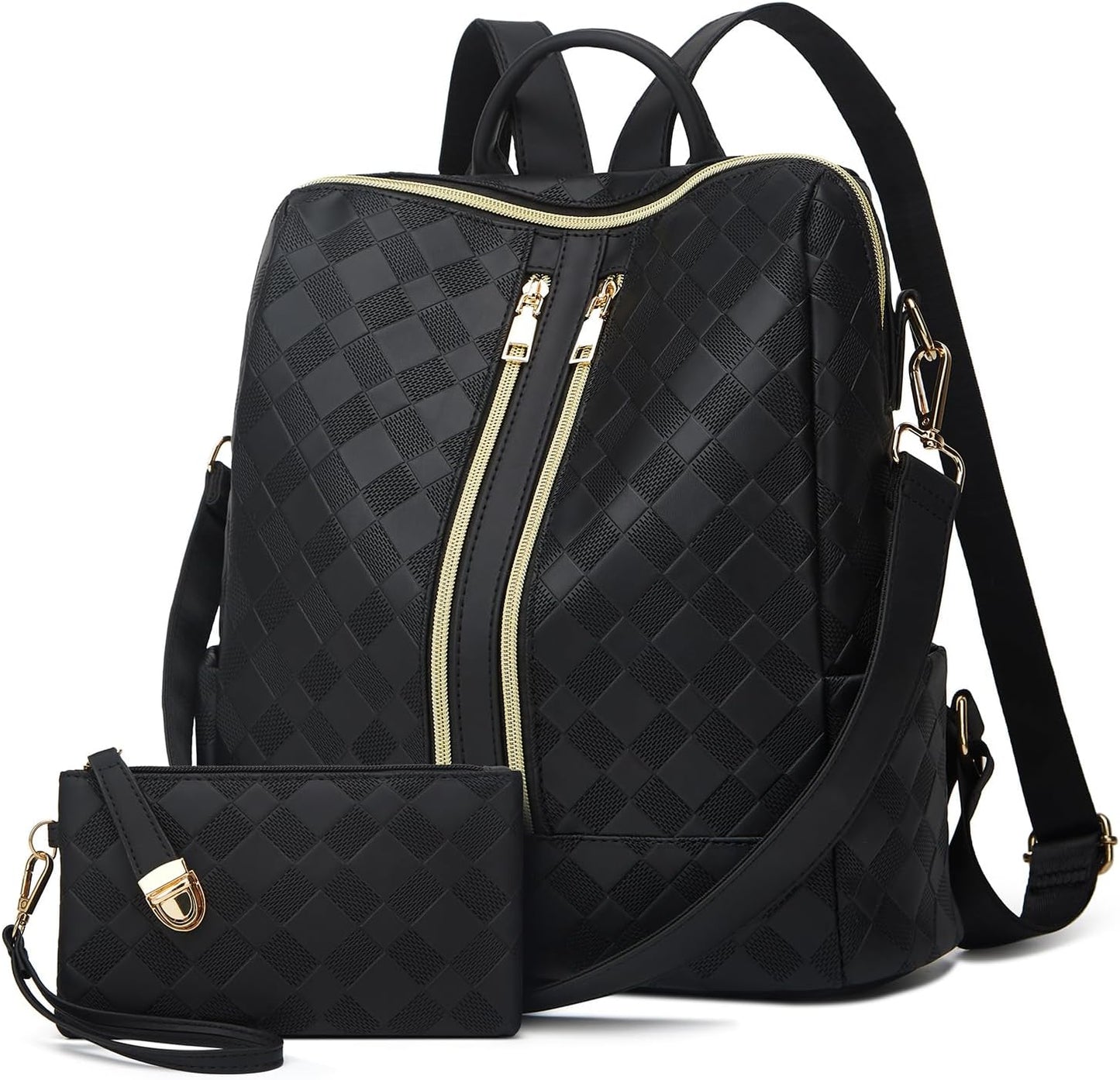 Makes Backpack Purse for Women PU Leather Travel Satchel Handbag Convertible Design Bag with Purse 2 Piece