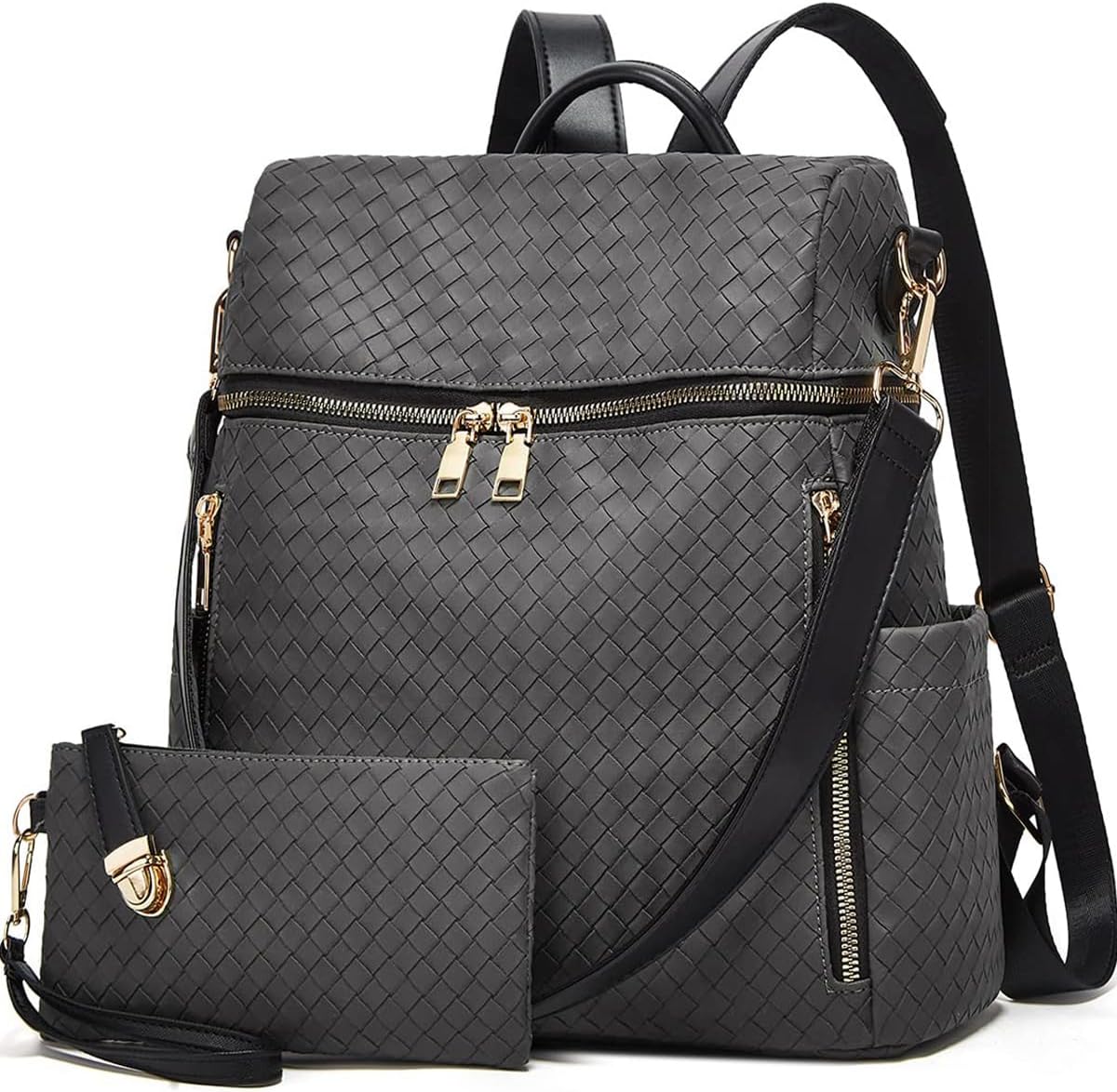 Makes Backpack Purse for Women PU Leather Travel Satchel Handbag Convertible Design Bag with Purse 2 Piece
