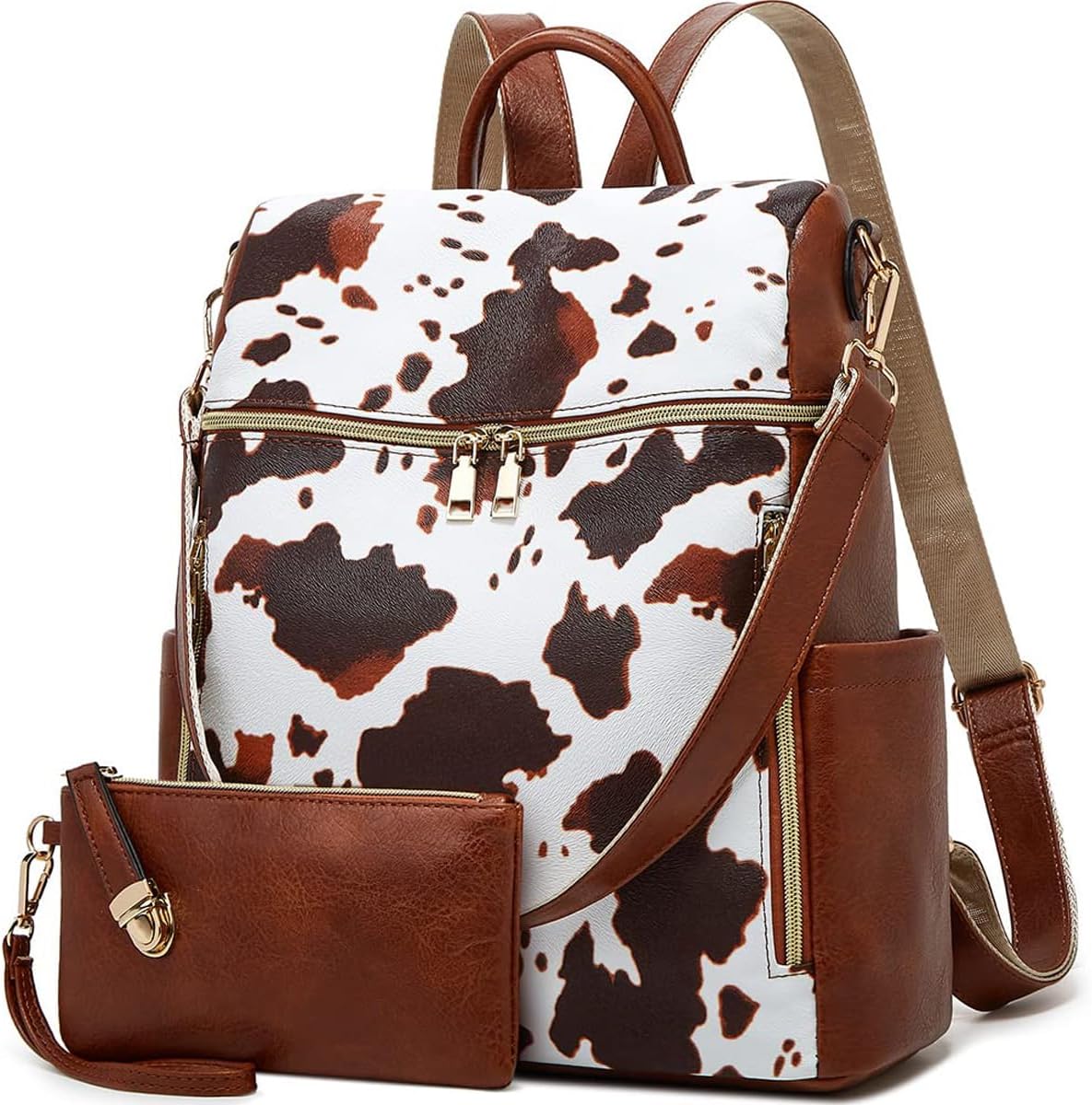 Makes Backpack Purse for Women PU Leather Travel Satchel Handbag Convertible Design Bag with Purse 2 Piece