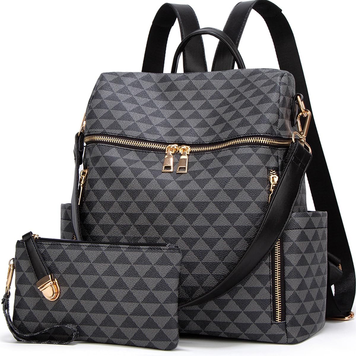 Makes Backpack Purse for Women PU Leather Travel Satchel Handbag Convertible Design Bag with Purse 2 Piece