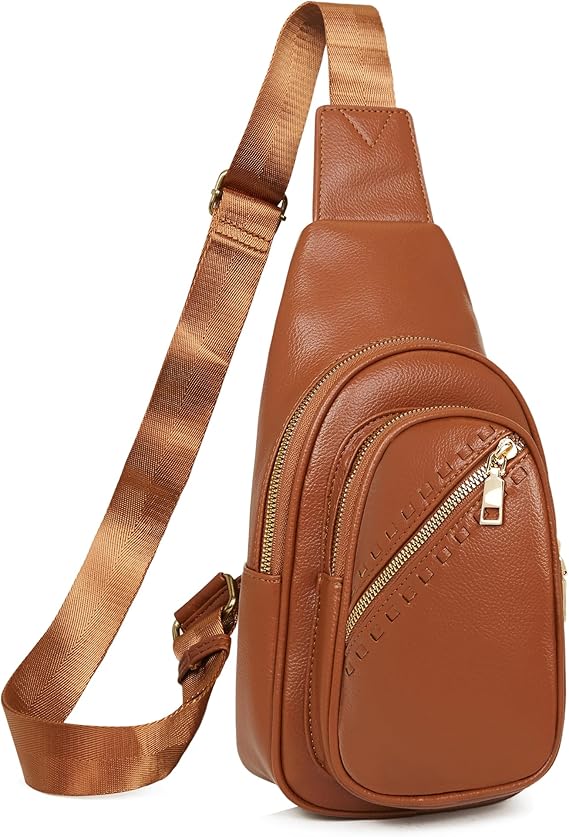 Makes Small Sling Bag for Women, Vegan Leather Fanny Pack Crossbody Bags for Women, Chest Bag With Wide Strap