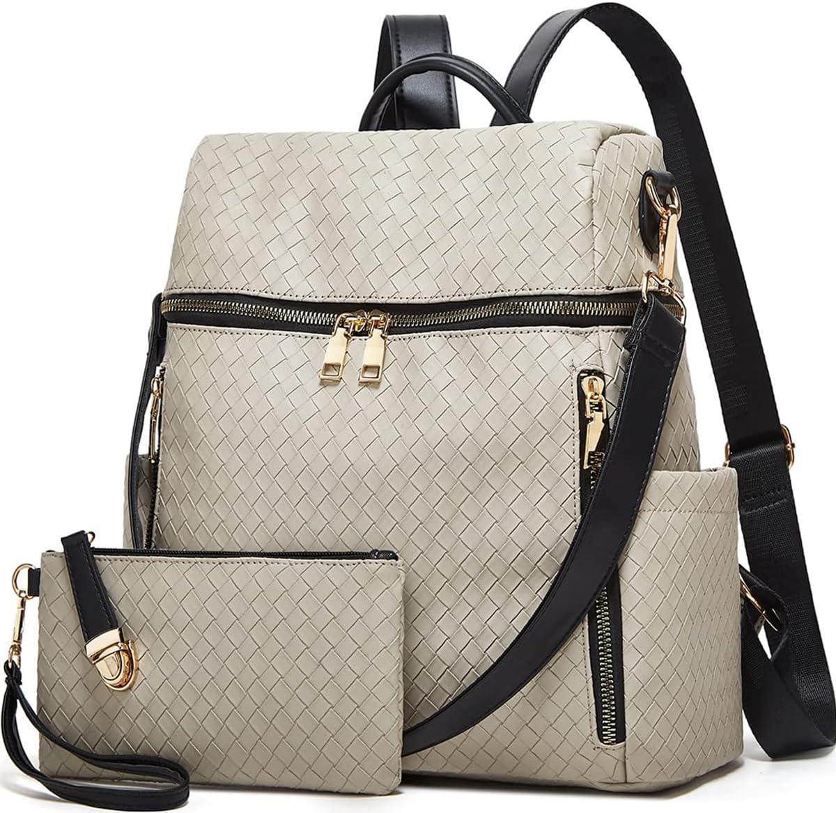 Makes Backpack Purse for Women PU Leather Travel Satchel Handbag Convertible Design Bag with Purse 2 Piece