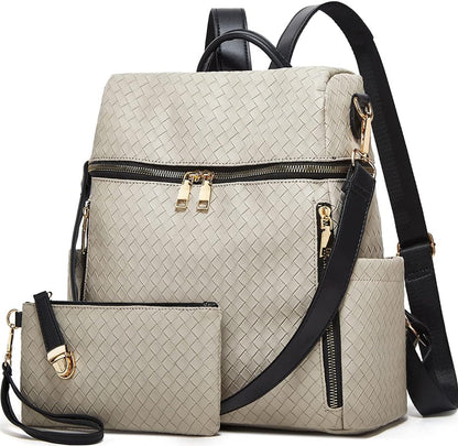 Makes Backpack Purse for Women PU Leather Travel Satchel Handbag Convertible Design Bag with Purse 2 Piece
