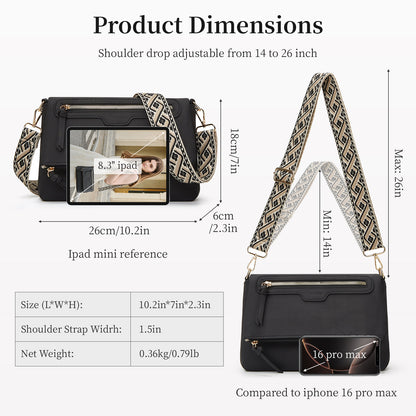 Makes Crossbody Bags for Women,Multi Pocket Crossbody Purses Vegan Leather Shoulder Handbags Travel Purse Adjustable Strap