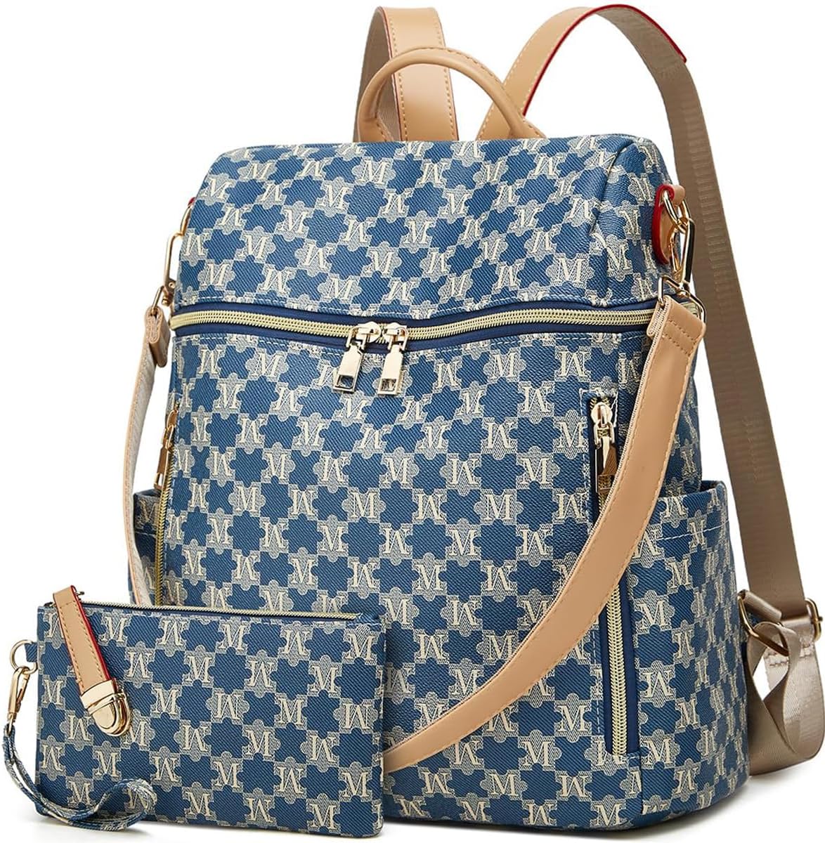 Makes Backpack Purse for Women PU Leather Travel Satchel Handbag Convertible Design Bag with Purse 2 Piece