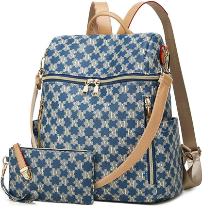 Makes Backpack Purse for Women PU Leather Travel Satchel Handbag Convertible Design Bag with Purse 2 Piece