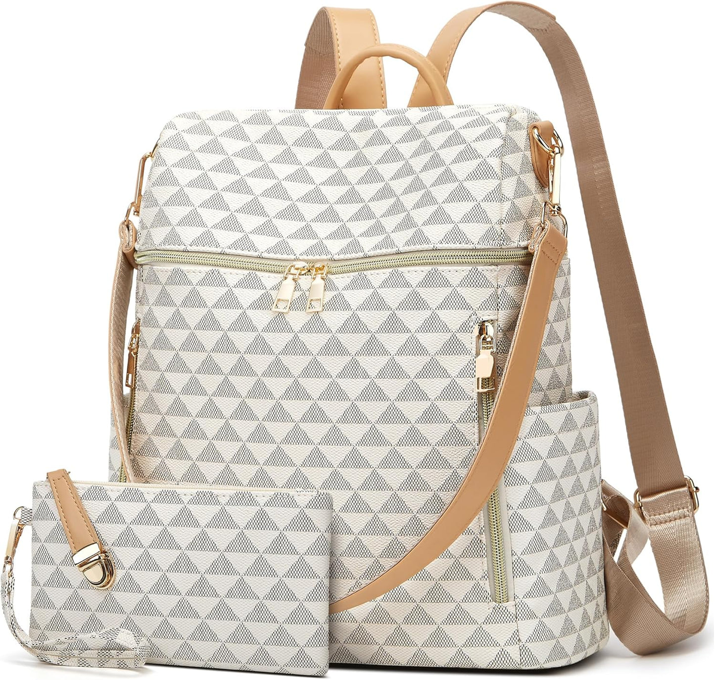 Makes Backpack Purse for Women PU Leather Travel Satchel Handbag Convertible Design Bag with Purse 2 Piece