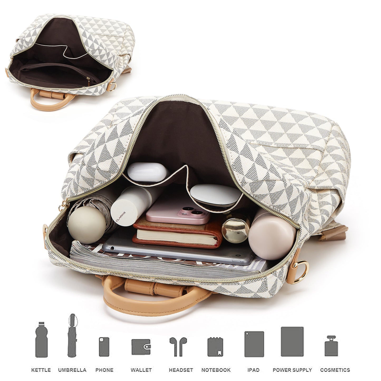 Makes Backpack Purse for Women PU Leather Travel Satchel Handbag Convertible Design Bag with Purse 2 Piece